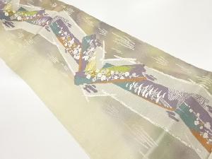 八ツ橋に松竹梅・枝垂れ花模様織出し袋帯